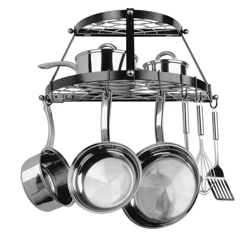 Black wall mount pot rack - wall,